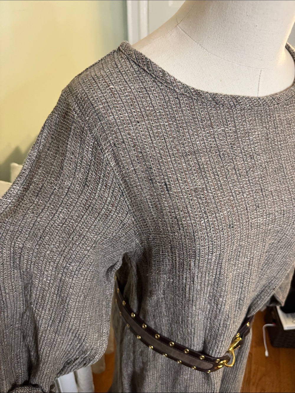 Flax Long Sleeve Maxi Dress in Taupe Gray - Picture 2 of 10